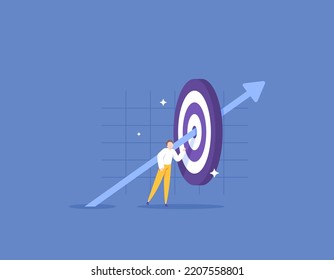 achieve sales targets and on target. determine the target market for the business. a businessman succeeds in achieving a goal. concept illustration design. graphic elements