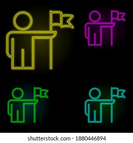 to achieve success in work neon color set icon. Simple thin line, outline vector of business organisation icons for ui and ux, website or mobile application