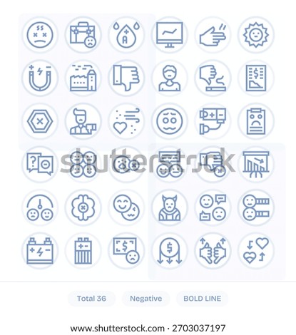 Achieve visual harmony with 36 Bold Line icons themed around Negative, suitable for any screen.