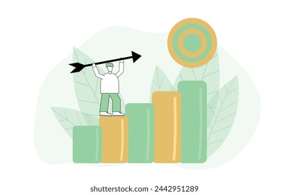 achievement. achieving the goal. purpose. the achievement of the team. group. execution of the plan on time. vector. on a white background.