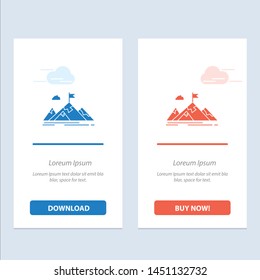 Achievement, Aim, Business, Goal, Mission, Mountains, Target  Blue and Red Download and Buy Now web Widget Card Template