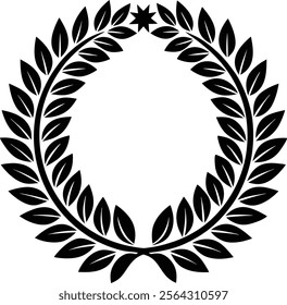 achievement, antiquity, award, badge, black, branch, certificate, champion, chaplet, circle, crest, decoration, decorative, design, element, emblem, first, floral, foliage, frame, glory, Greek