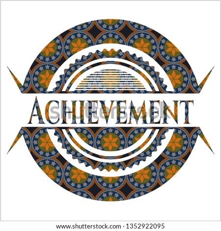 Achievement arabic badge background. Arabesque decoration.