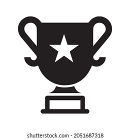 Achievement award cup prize icon (Black Vector illustration)