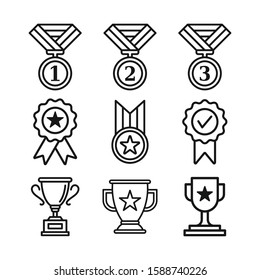 Achievement award line icon set design vector