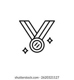 Achievement Award Medal Icon with Two Stars Isolated on White Background