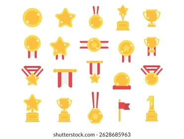 Achievement Award And Trophy Flat Illustration