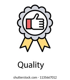 
Achievement badge along with like sign, an icon for best quality
