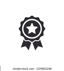 Achievement badge. Certificate icon. Premium quality. Profile Verification. Achievement or award grant. Gold seal. Gold medal. Medal with a star. Star icon. Quality checking. Guarantee. Star icon.