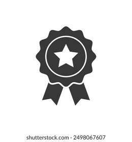 Achievement badge. Certificate icon. Premium quality. Profile Verification. Achievement or award grant. Gold seal. Gold medal. Medal with a star. Star icon. Quality checking. Guarantee. Star icon.