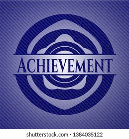 Achievement badge with denim texture. Vector Illustration. Detailed.