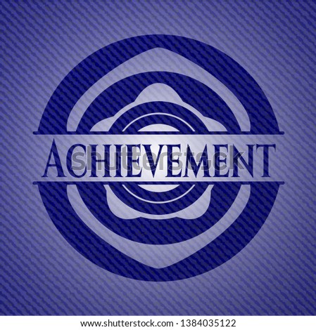 Achievement badge with denim texture. Vector Illustration. Detailed.