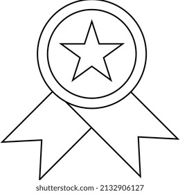 achievement badge flat thin line icon with editable strokes.