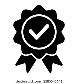 Symbol für das Erreichungszeichen Symbol für die Preisvergabe überprüfen. Prüfzeichen für die Genehmigung. Vektorgrafik einzeln auf weißem Hintergrund.