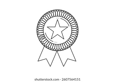 Achievement Badge icon simple outline vector art black white background