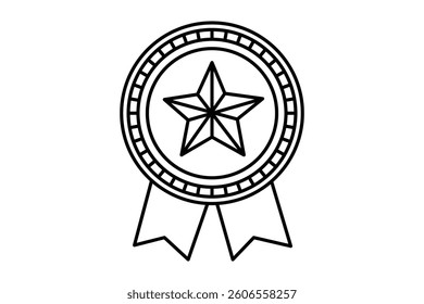 Achievement Badge icon single line art from line vector art isolated black white background