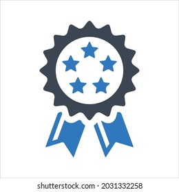Achievement badge icon. Vector and glyph