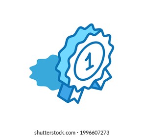 Achievement badge isometric icon. Reward, prize 3D line symbol.