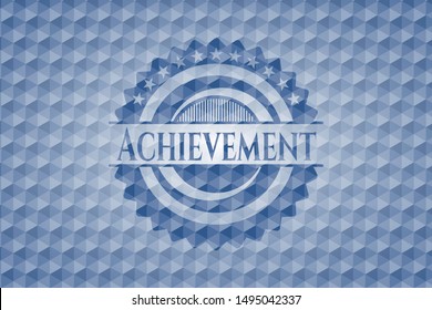Achievement blue emblem with geometric pattern. Vector Illustration. Detailed.