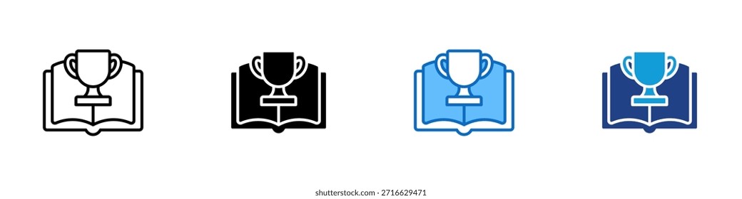 Livro de realizações Ícone de estilo múltiplo Design Vetor - Livro aberto com um troféu, representando sucesso, educação e realização do conhecimento
