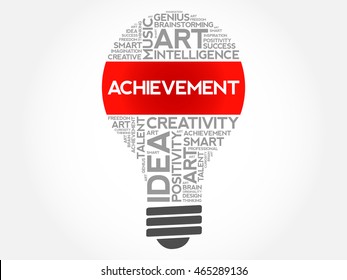 Achievement bulb word cloud collage, concept background