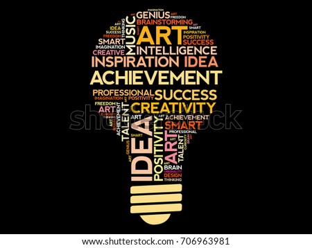 Achievement bulb word cloud collage, concept background