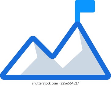 Achievement business icon with blue duotone style. Success, goal, leadership, concept, target, challenge, growth. Vector illustration