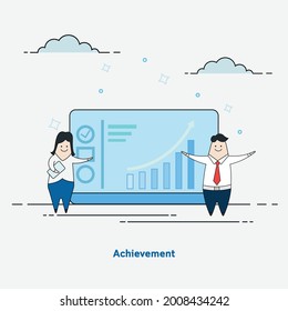 Achievement of career. Business investment and Growth. Moving Up, Happiness, Successful, Concept business vector illustration