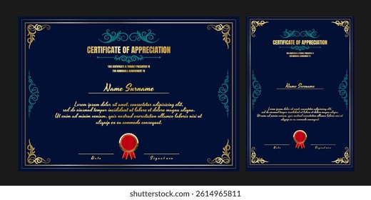 Achievement Certificate design with an abstract blue background texture
