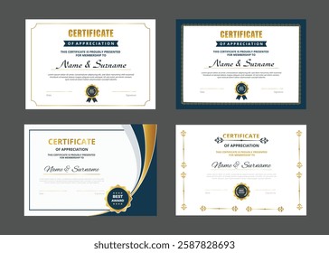 Achievement Certificate Template Design in Four Options.