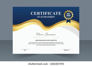 Achievement Certificate Template Design with vintage border or pattern. Diploma Certificate vector template