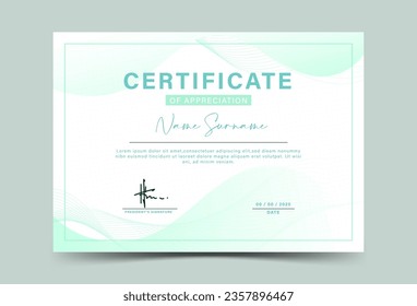 achievement certificate template Vector blank design . blue and white wave