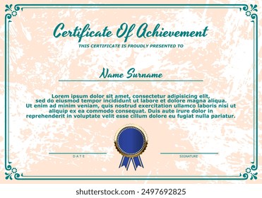 Achievement certificate with textured white background and border decoration