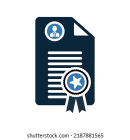 Logro, certificados, icono de documento. Ilustración vectorial simple editable.