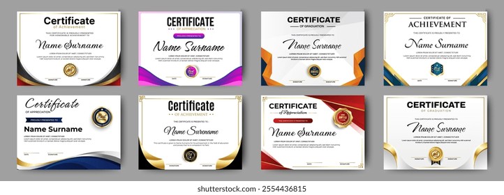 Achievement Certificates template design for award, business, and education needs. vector