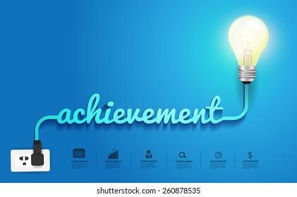 Achievement concept, Creative light bulb idea abstract infographic layout, diagram, step up options, Vector illustration modern design template