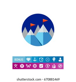 Achievement Concept Icon with Mountains