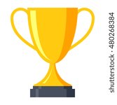 Achievement concept with trophy cup in flat style.