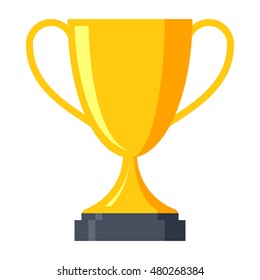 Achievement concept with trophy cup in flat style.