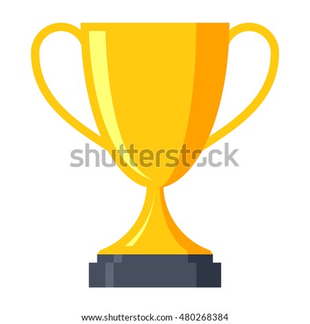 Achievement concept with trophy cup in flat style.