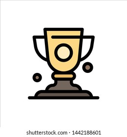 Achievement, Cup, Prize, Trophy  Flat Color Icon. Vector icon banner Template