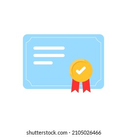 achievement, diploma, award certificate flat icon illustration isolate stock vector