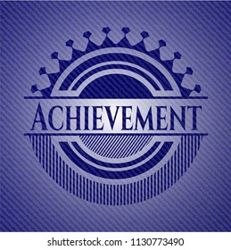Achievement emblem with denim texture