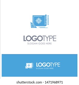 Achievement, File, File Target, Marketing, Target Blue Solid Logo with place for tagline
