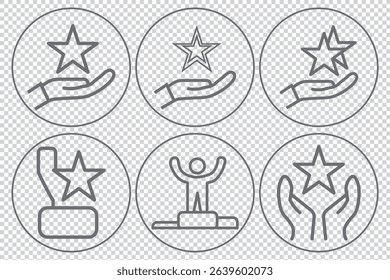 Achievement, First Place Glory, Unmatched Performance, Recognition, Success Journey, Leadership, Excellence, Dedication Editable vector icon symbol set EPS 10