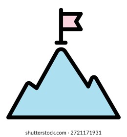 Icono de indicador de logro. Icono del Vector de la bandera del logro del esquema para el Diseño web aislado en el color de fondo blanco plano