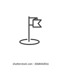 Achievement flag line icon. linear style sign for mobile concept and web design. Goal flag outline vector icon. Symbol, logo illustration. Vector graphics