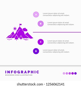 achievement, flag, mission, mountain, success Infographics Template for Website and Presentation. GLyph Purple icon infographic style vector illustration.