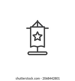Achievement flag with star line icon. linear style sign for mobile concept and web design. Victory flag outline vector icon. Symbol, logo illustration. Vector graphics