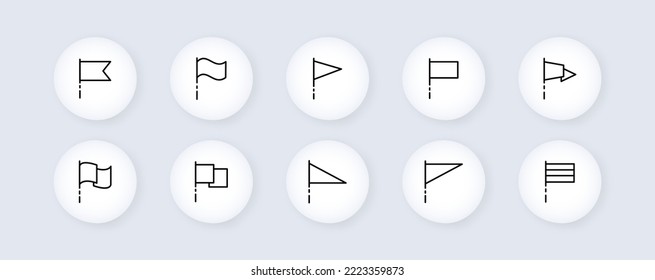 Achievement flags set icon. Achieve, top, goal, aspirations, employee, complete the work plan, schedule, target, mark, pointer. Business concept. Vector line icon for Business and Advertising